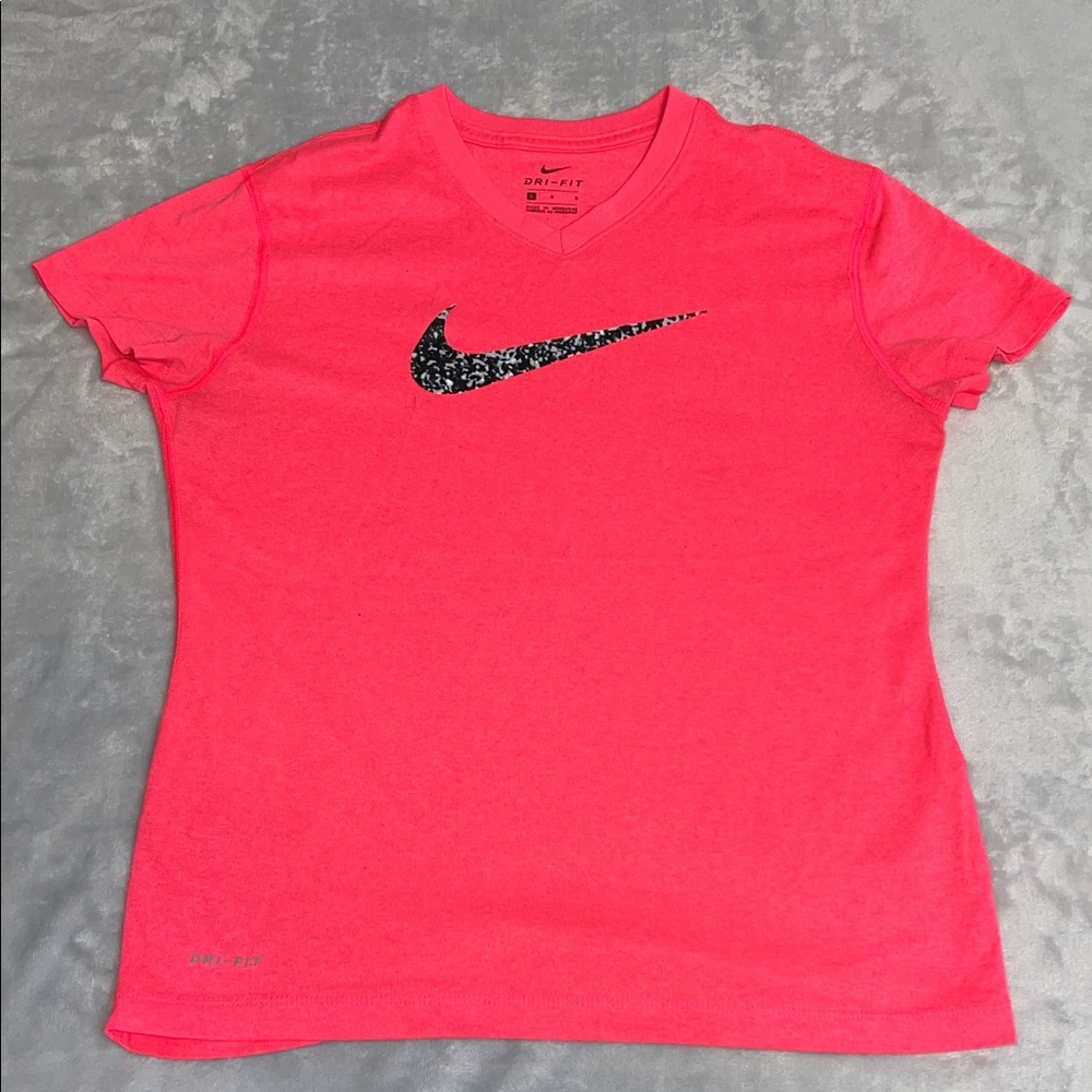 Nike Vivid Pink Dri-FIT Tee with Black Swoosh